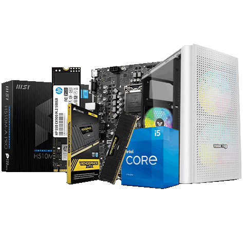 Intel Core i5 11400, MSI B510M A Pro, Corsair 8GB Ram, HP 500GB SSD, Value-Top M200 RGB Case, Combo PC